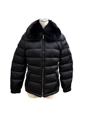 Prada Fur Zip Up Jacket Black 40
